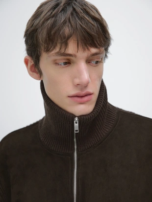 Куртка с контрастным воротником стойкой- Заказать в России