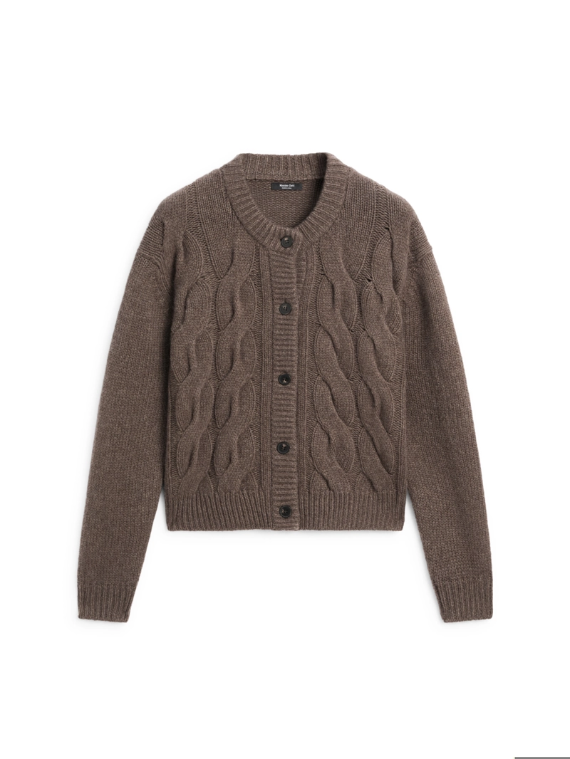 Кардиган с аранским узором из шерстяно-шелковой смеси