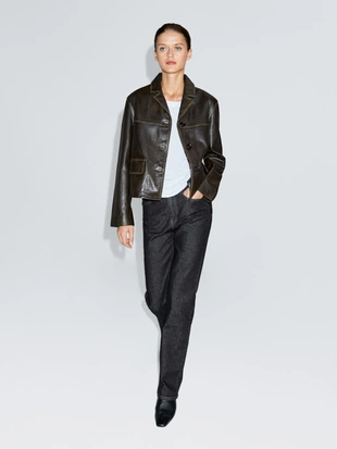 Джинсы прямого покроя с высокой посадкой- Заказать в России