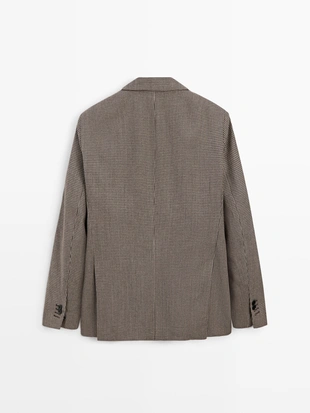 CREAM|3565/565 - Massimo Dutti Пиджак из смесовой шерсти в клетку