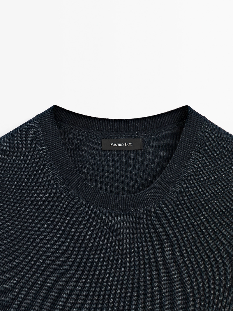 Вязанный свитер с эффектом денима