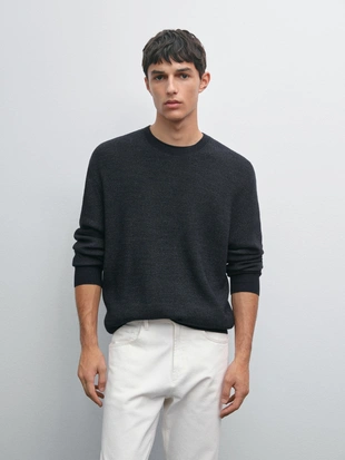 Вязанный свитер с эффектом денима- Заказать в России