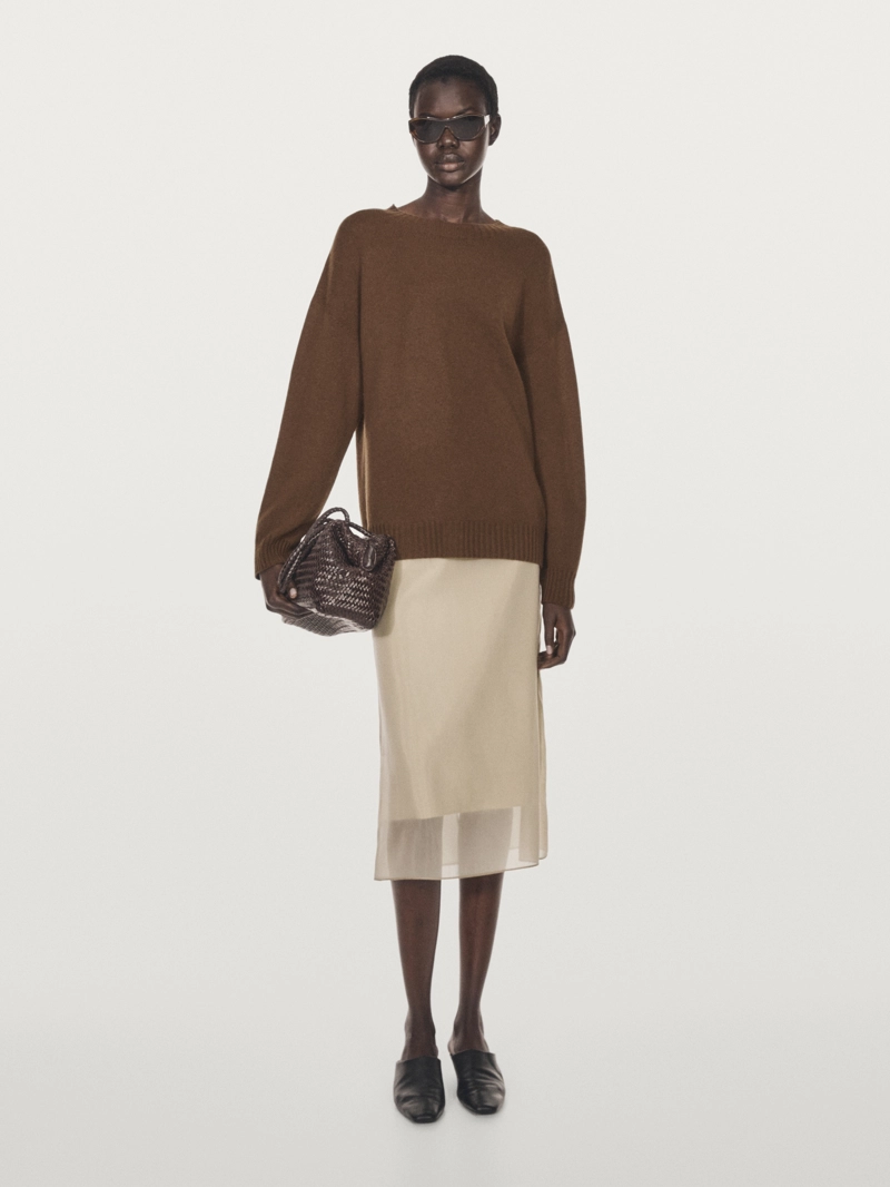 Свитер с круглым вырезом из шерстяно-вискозной смеси