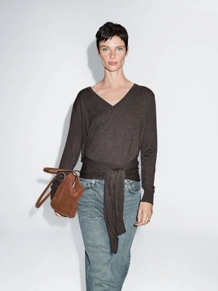 Трикотажный свитер с многофункциональными рукавами- Заказать в России