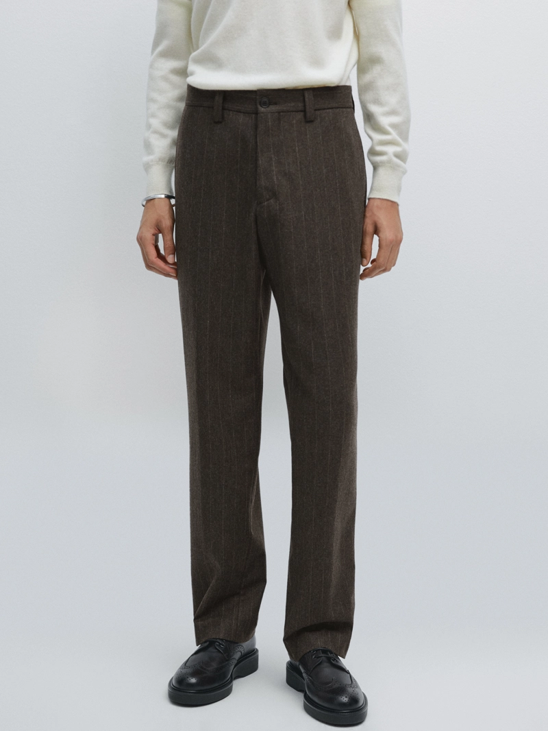Полосатые брюки для костюма из шерстяно-смесовой ткани