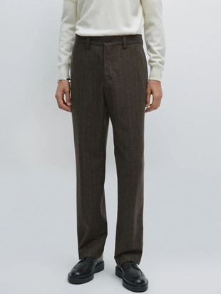 Полосатые брюки для костюма из шерстяно-смесовой ткани- Заказать в России