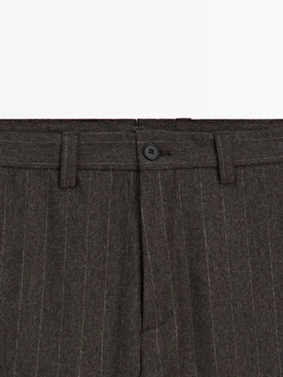 Полосатые брюки для костюма из шерстяно-смесовой ткани- Заказать в России