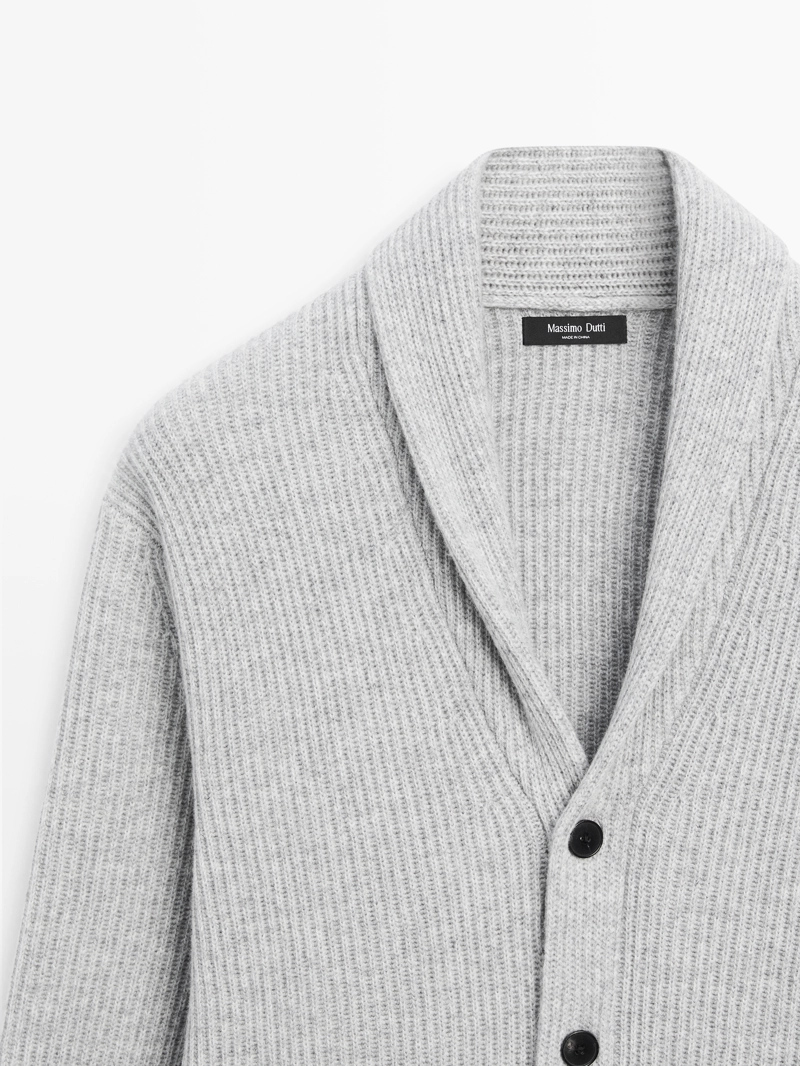 Кардиган из шерстяно-вискозной смеси с воротником