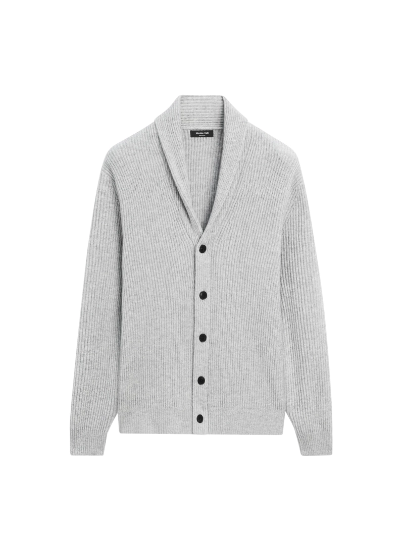 Кардиган из шерстяно-вискозной смеси с воротником