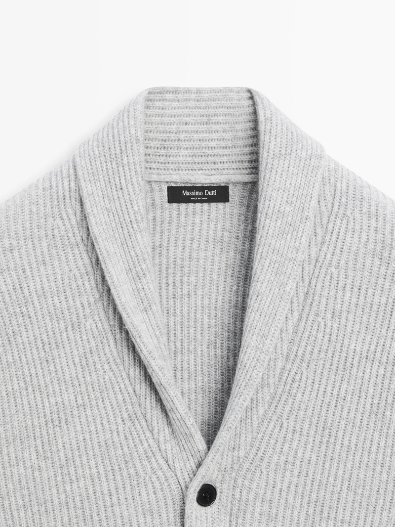 Кардиган из шерстяно-вискозной смеси с воротником