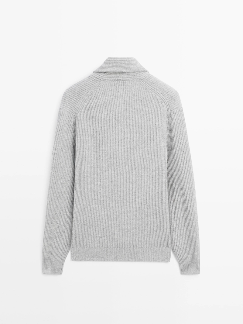 Кардиган из шерстяно-вискозной смеси с воротником