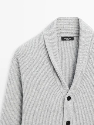 Кардиган из шерстяно-вискозной смеси с воротником- Заказать в России