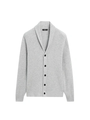 Кардиган из шерстяно-вискозной смеси с воротником- Заказать в России