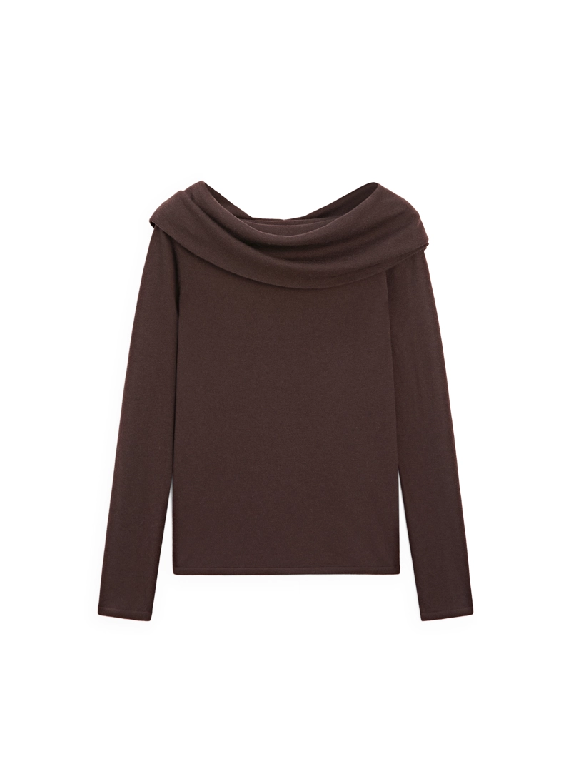 Свитер из шерстяно-хлопковой смеси с открытыми плечами