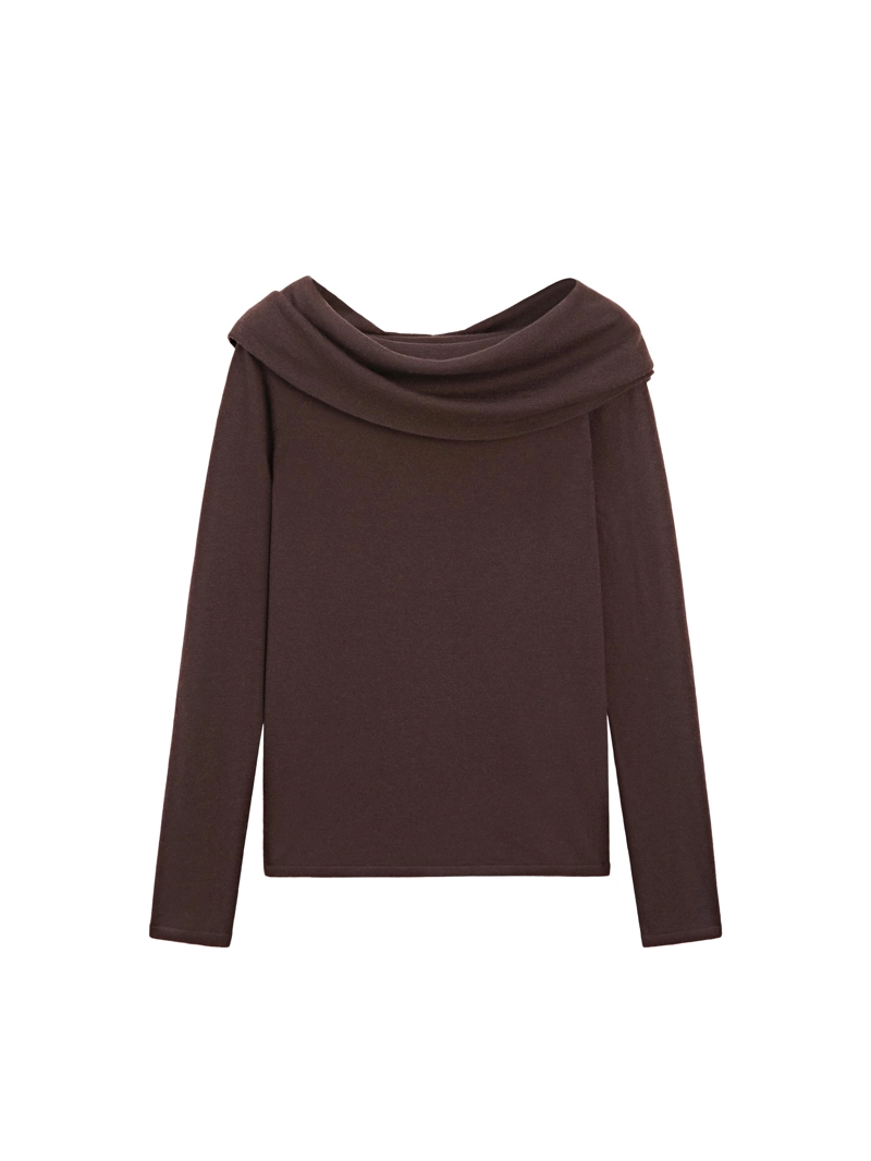 Свитер из шерстяно-хлопковой смеси с открытыми плечами