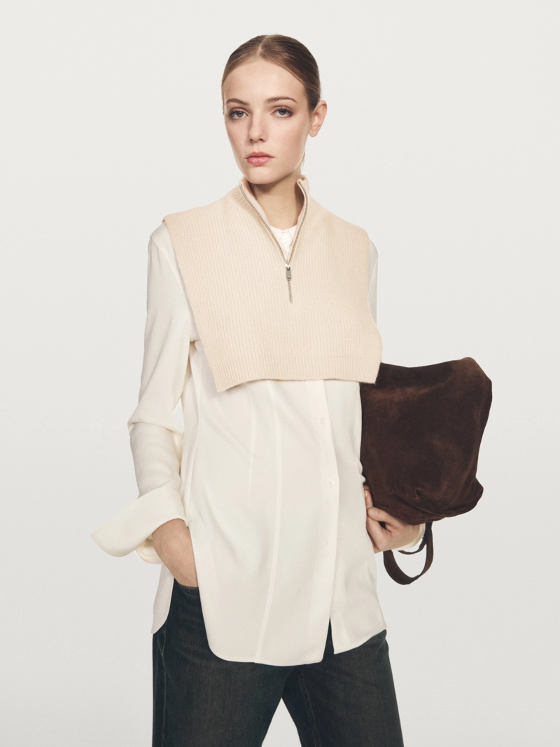 Короткий жилет из шерсти с молнией