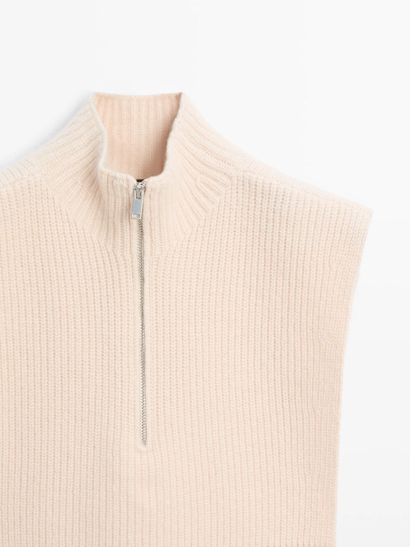 Короткий жилет из шерсти с молнией