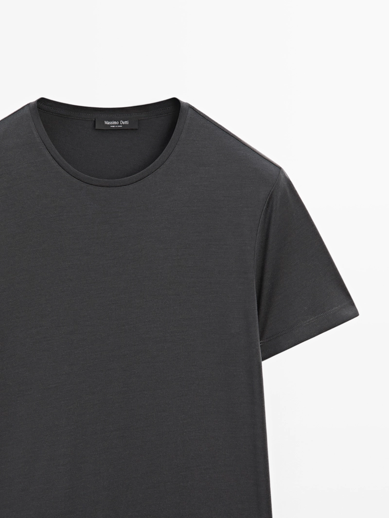 Футболка из шерстяной смеси с коротким рукавом