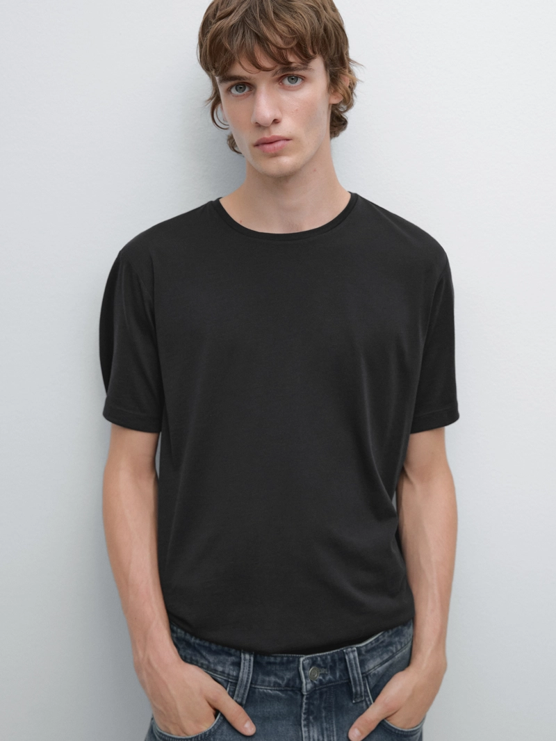 Футболка из шерстяной смеси с коротким рукавом