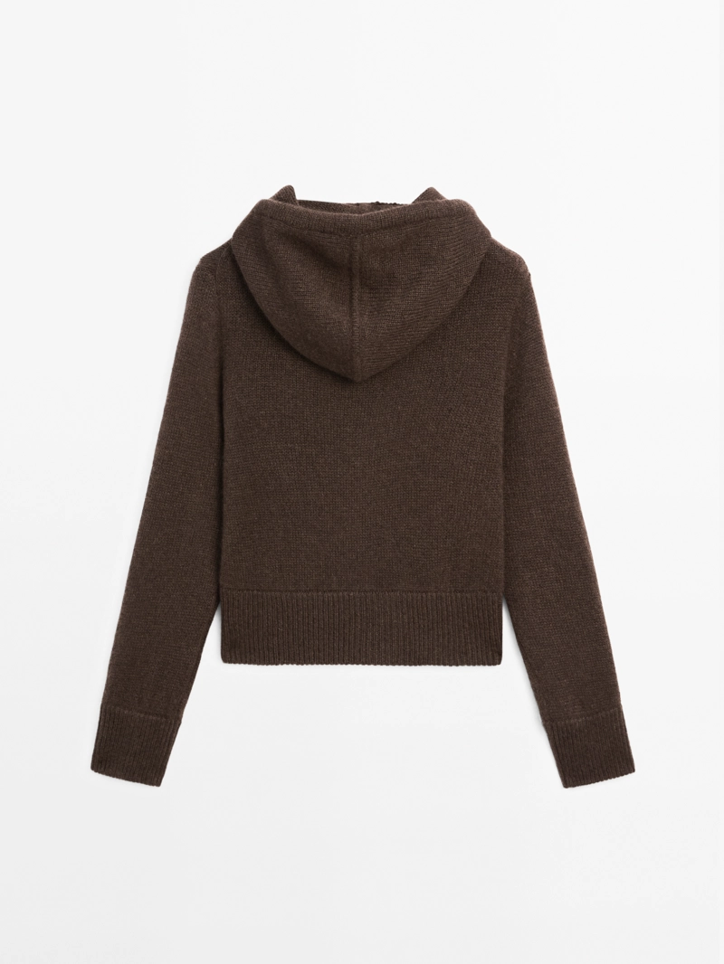 Кардиган из 100% кашемира с капюшоном