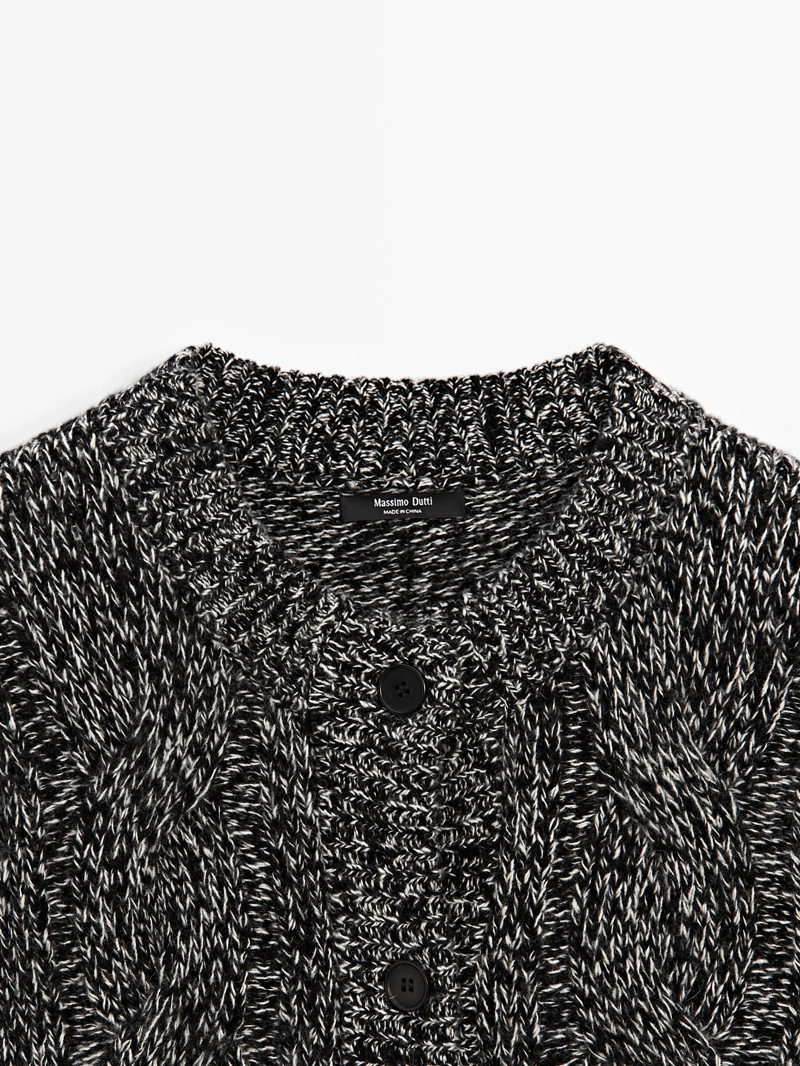 Плетеный кардиган из шерстяно-шелковой смеси