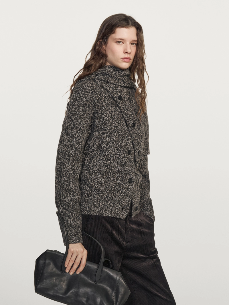 Плетеный кардиган из шерстяно-шелковой смеси