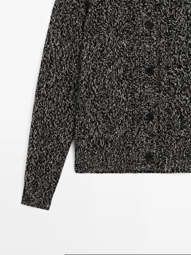 Плетеный кардиган из шерстяно-шелковой смеси