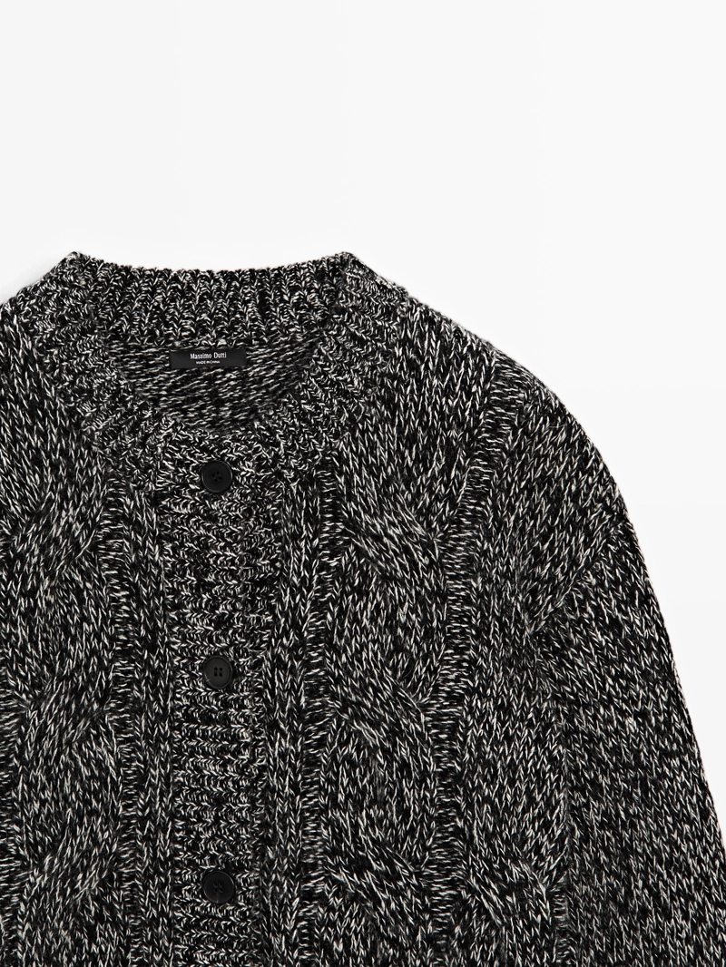 Плетеный кардиган из шерстяно-шелковой смеси