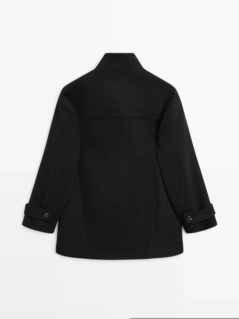 Пальто из шерстяной смеси с высоким воротником на пуговицах