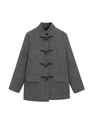 Пальто средней длины на роговой застежке- Заказать в России