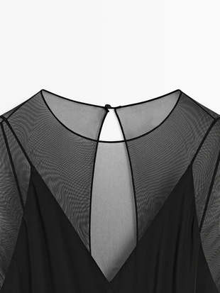 Длинное платье с прозрачными деталями- Заказать в России