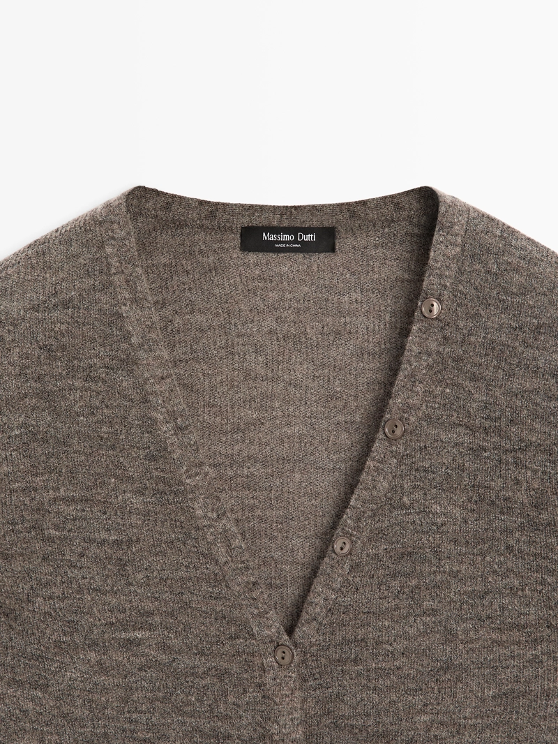Кардиган из шерстяной смеси с v-образным вырезом