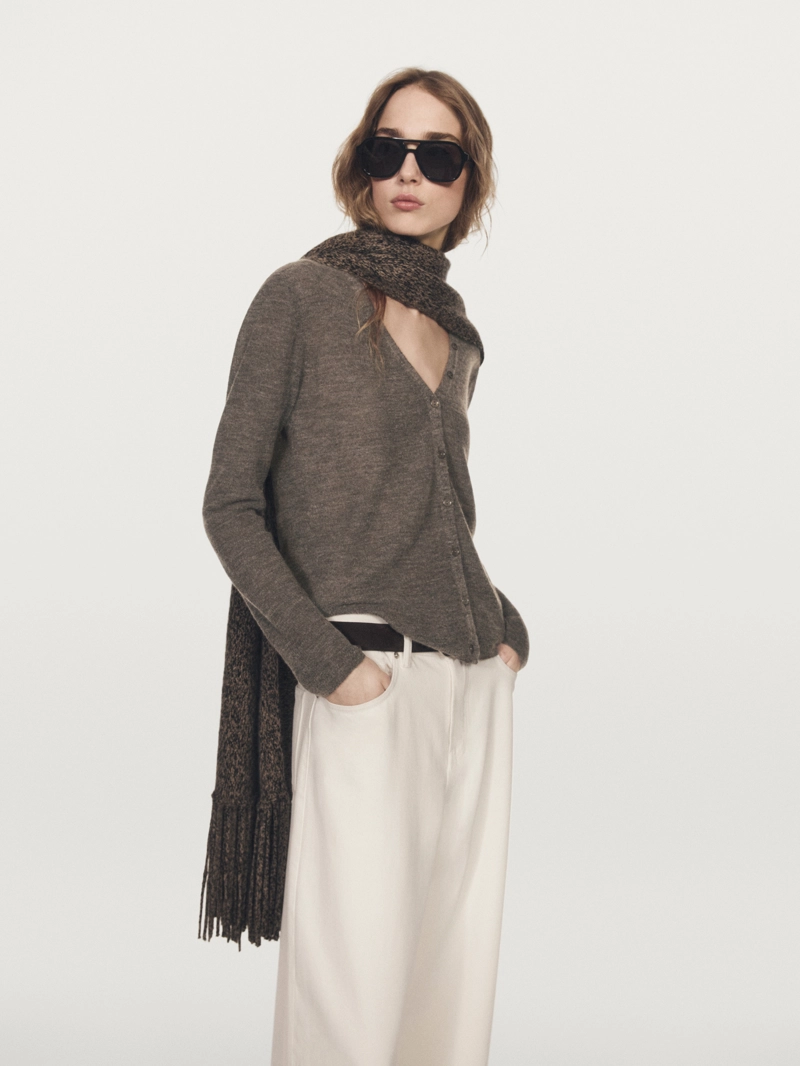 Кардиган из шерстяной смеси с v-образным вырезом