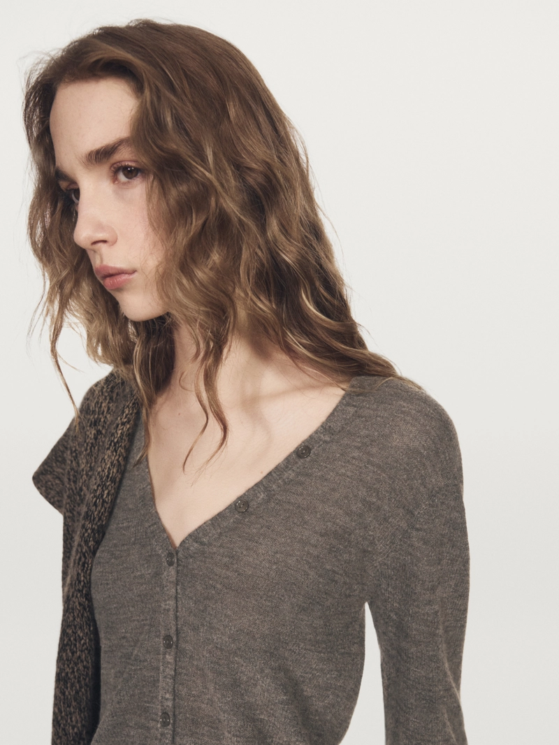 Кардиган из шерстяной смеси с v-образным вырезом