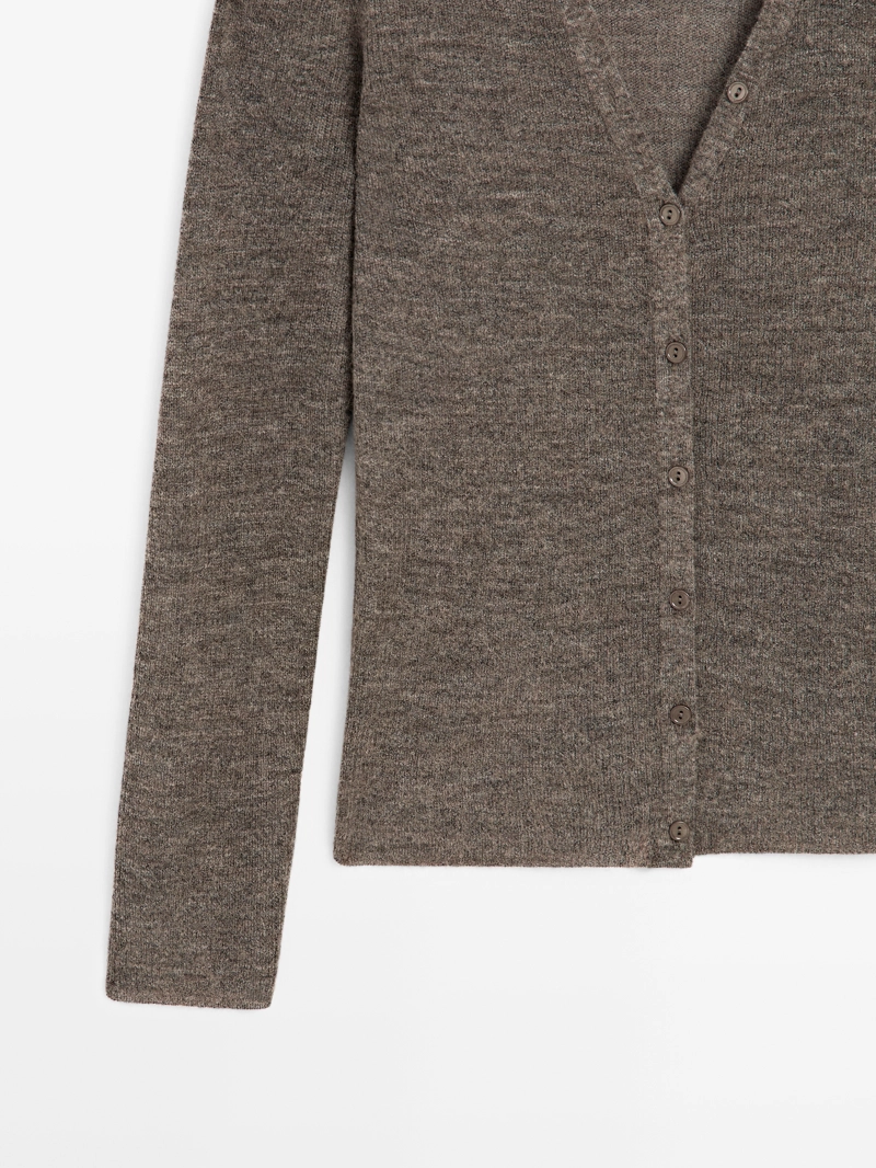 Кардиган из шерстяной смеси с v-образным вырезом