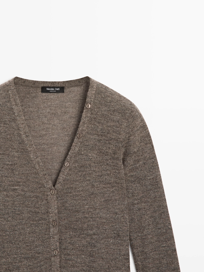 Кардиган из шерстяной смеси с v-образным вырезом