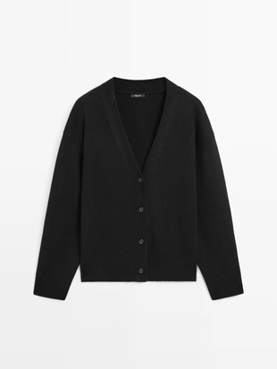 Кардиган с V-образным вырезом из шерстяной смеси- Заказать в России