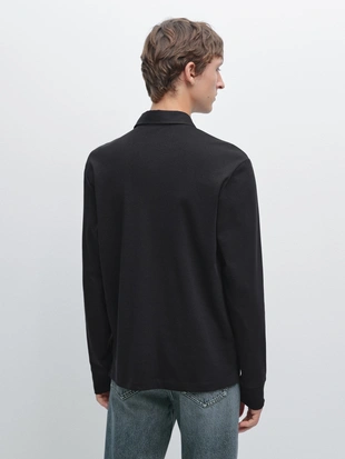 Поло с длинным рукавом и контрастным воротником- Заказать в России