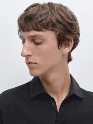 Поло с длинным рукавом и контрастным воротником- Заказать в России