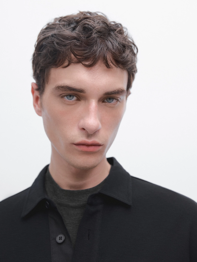 Поло с длинным рукавом с текстурой