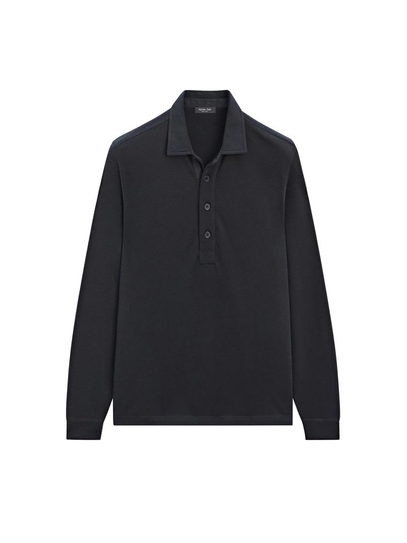 Поло с длинным рукавом с текстурой