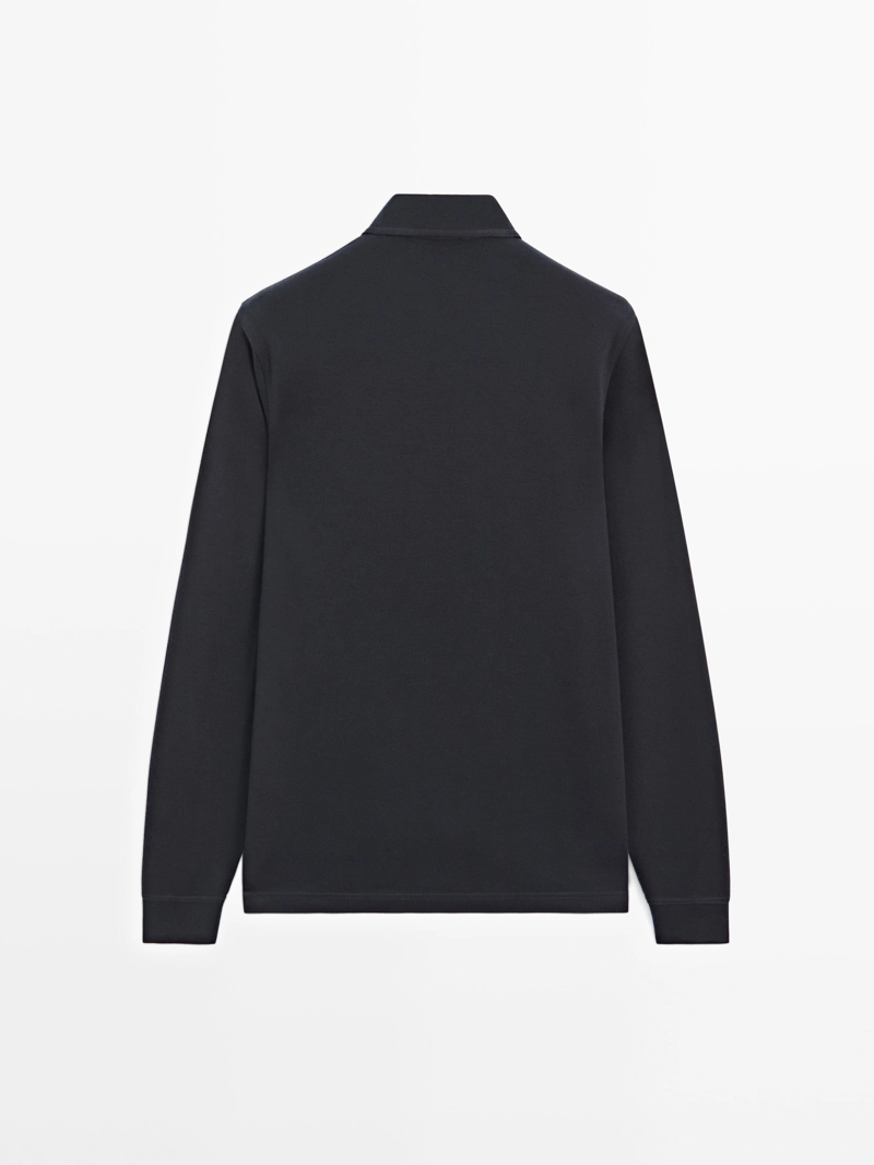 Поло с длинным рукавом с текстурой