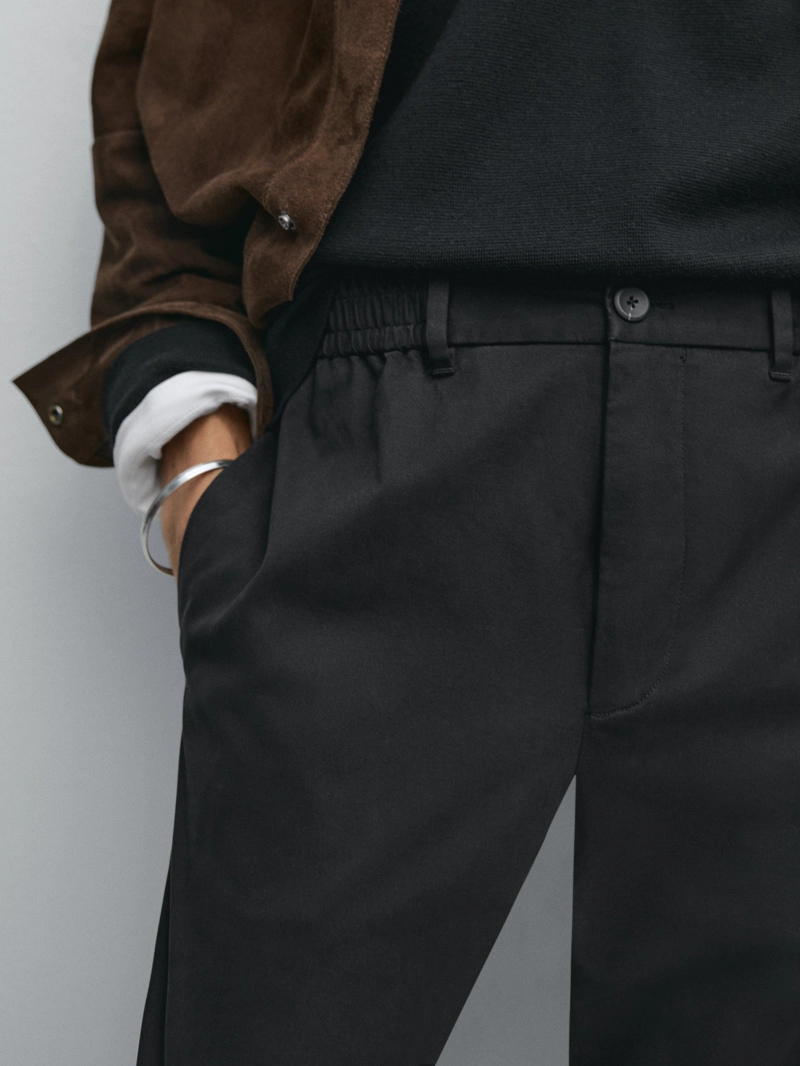 Брюки спортивного кроя из хлопкового смесового материала