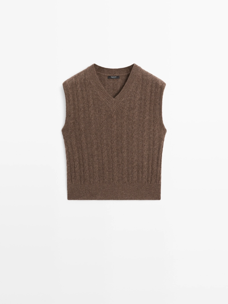 Жилет из шерстяно-нейлоновой смеси с v-образным вырезом