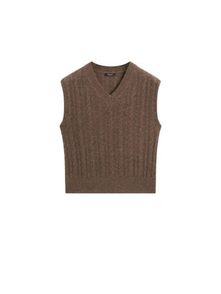 Жилет из шерстяно-нейлоновой смеси с V-образным вырезом- Заказать в России