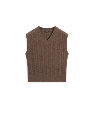 Жилет из шерстяно-нейлоновой смеси с V-образным вырезом- Заказать в России