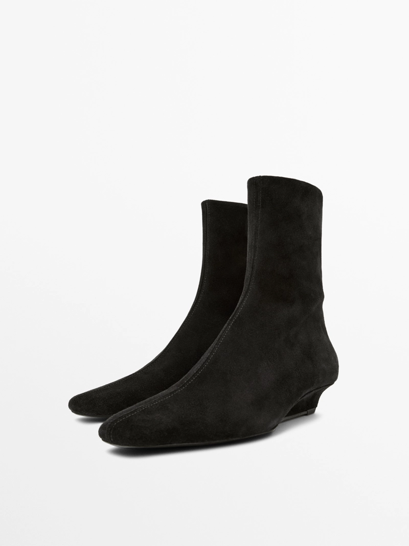 Ботильоны на тракторной подошве из разделанной кожи