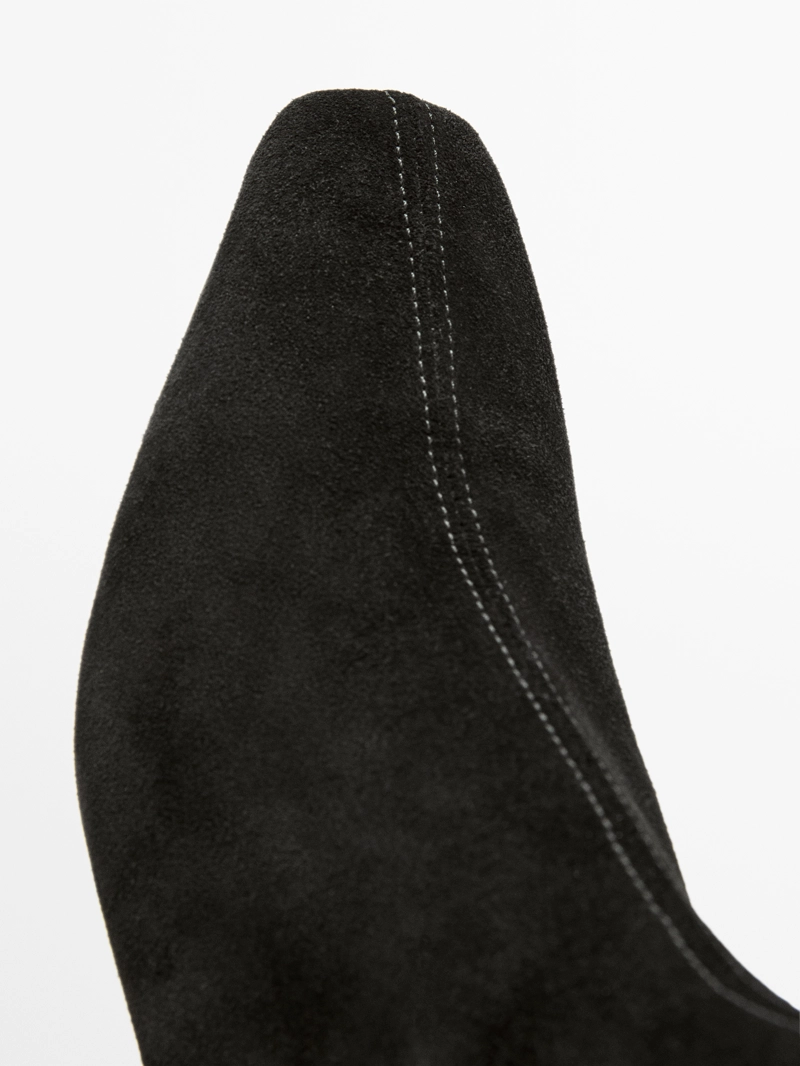 Ботильоны на тракторной подошве из разделанной кожи