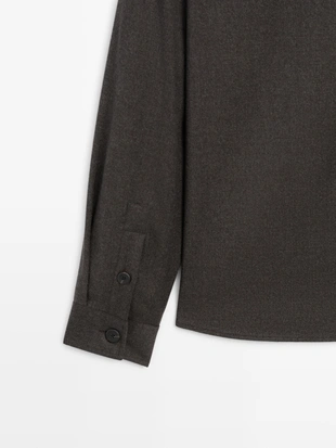 Рубашка-косоворотка REGULAR FIT из 100% шерсти- Заказать в России