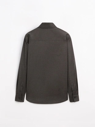 Рубашка-косоворотка REGULAR FIT из 100% шерсти- Заказать в России